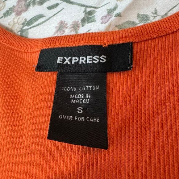 Express Orange Sequin Ribbed Coast Tank Top S - Picture 3 of 4